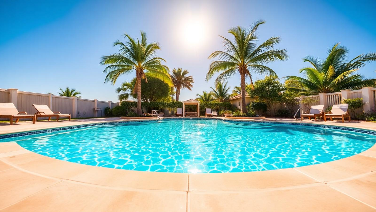 Bright sparkling swimming pool serviced by Freedom Pool Service Pros